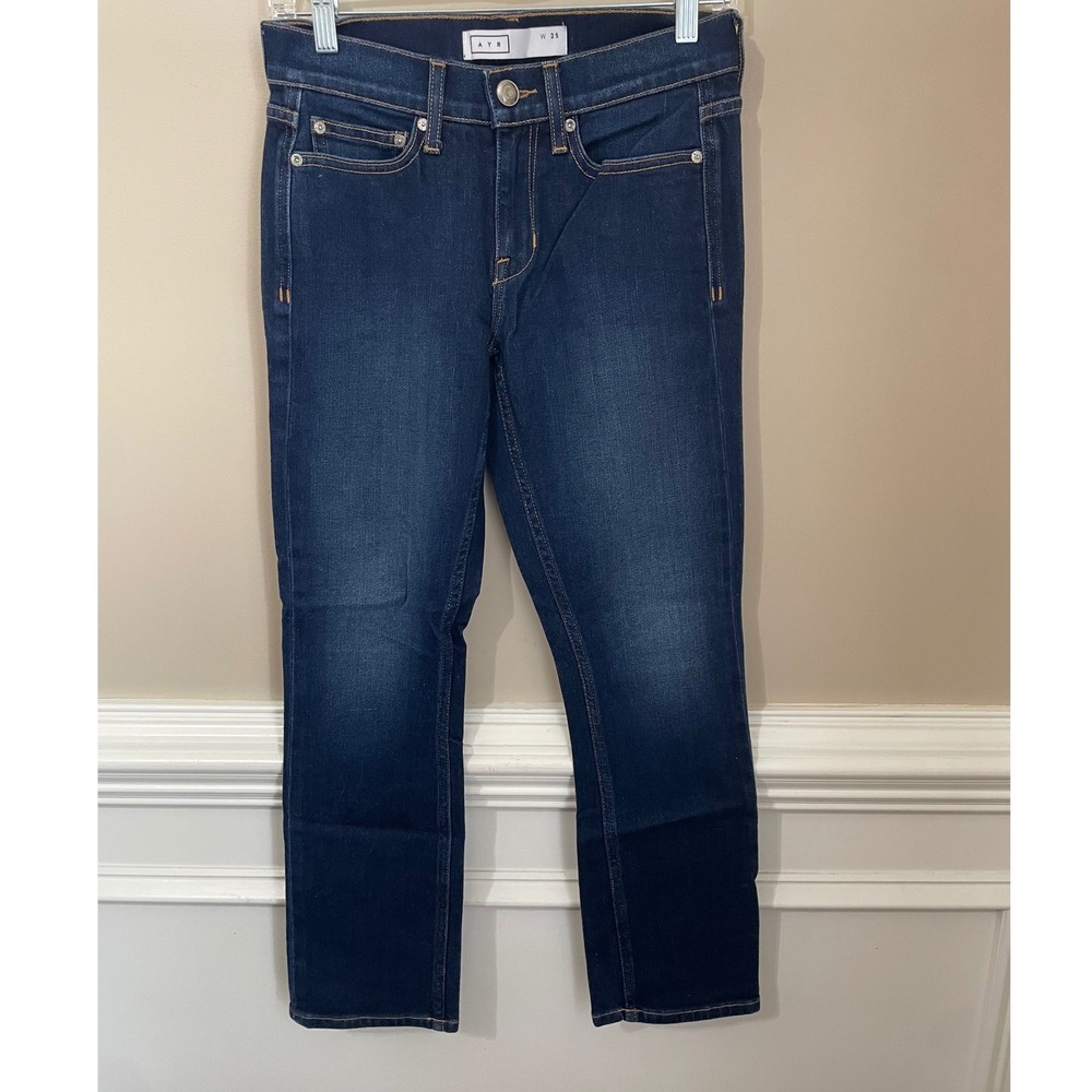 AYR The Tower Straight Leg Ankle Jeans Mood Ring Dark Wash Size 25